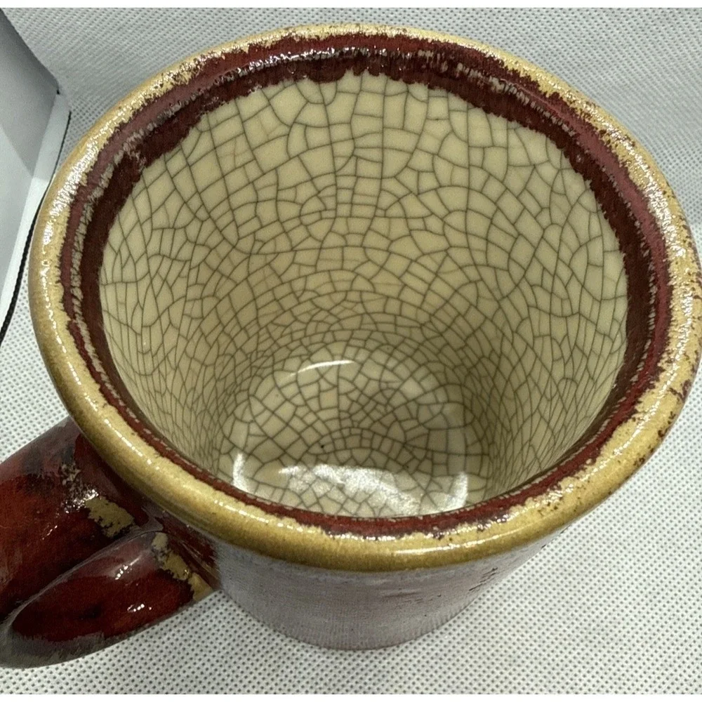 Pier 1 crackle collection mugs - 2 Mugs In Set - Red & Rust set - Excellent cups